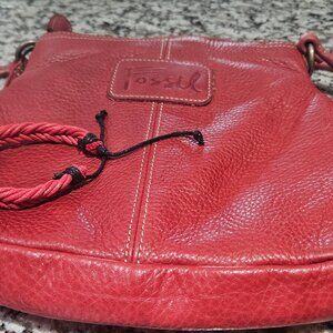 Red Leather Fossil Purse in loving Vintage Condition